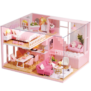 diy小屋阁楼别墅公主房手工制作迷你小房子拼装模型玩具生日礼物