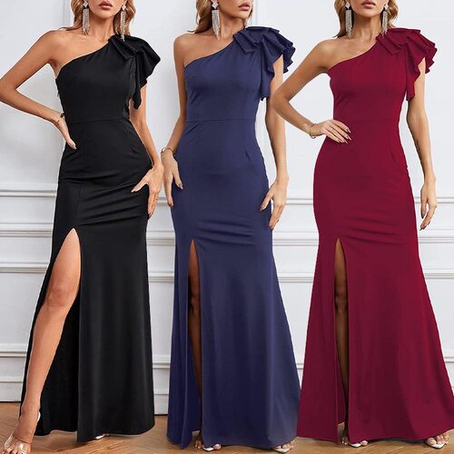 C 47362 One Shoulder Cocktail Party Dress 单肩伴娘连衣裙