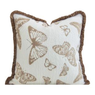 MOOYA枫丹魅影 法式美拉德蝴蝶抱枕高级靠枕沙发客厅棕色靠垫轻奢