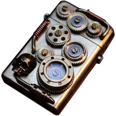 户外复古防风水械煤油金属齿轮蒸汽朋克打火机个性创意弹开式打火