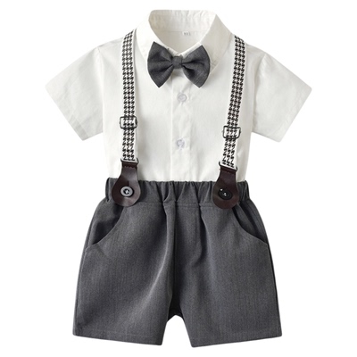 男童夏套装2026新款洋气婴幼儿宝宝衣服夏季薄款周岁生日宴礼服帅