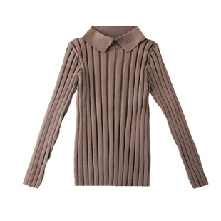 倪妮朱锁锁同款衣服女春秋翻领打底气质针织衫毛衣上衣显瘦牛仔裤