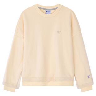 Champion冠军女童春季新款复古学院梦幻网纱短款圆领卫衣外套