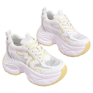 星期六女鞋2025夏季新款内增高9CM厚底增高老爹鞋网面透气小个子