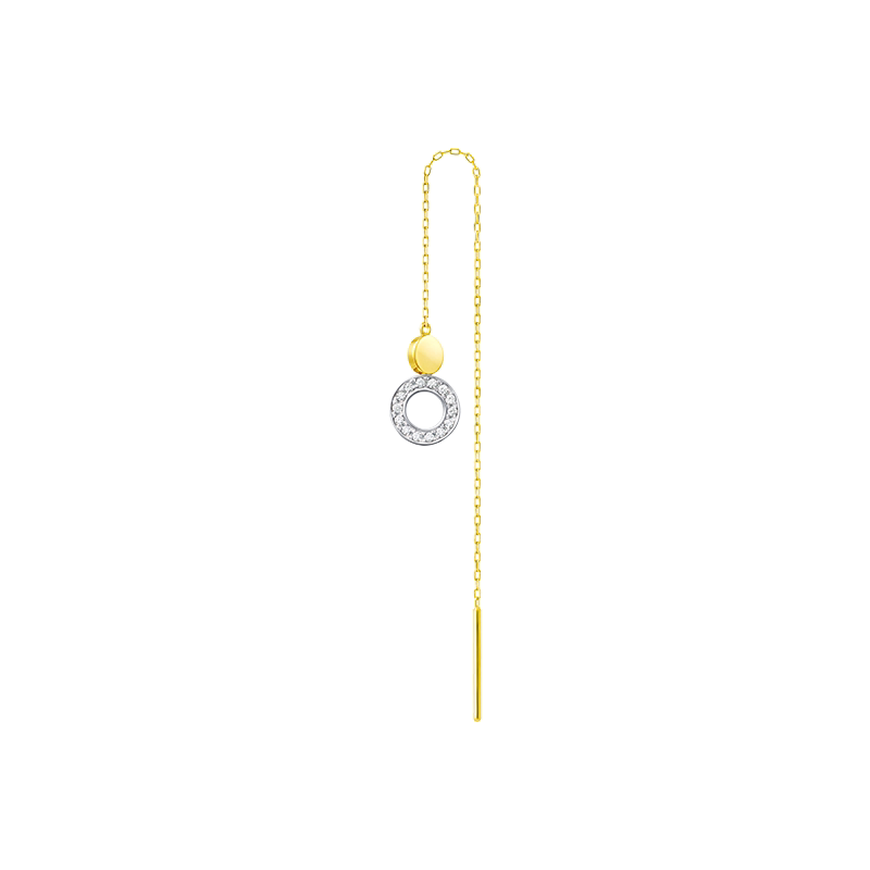 AHKAH官方旗舰店 elements duo chain 18K黄金铂金钻石单边耳环