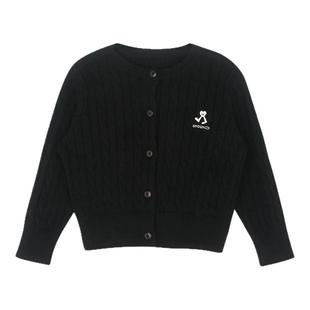 大耳象女童麻花毛衣开衫秋季新款宝儿纯色羊绒混纺百搭针织衫上衣