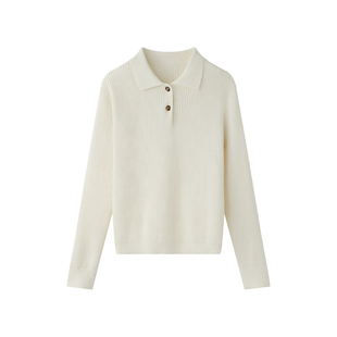 小禾【白桦树】100棉老钱风Polo领慵懒宽松简约翻领毛衣针织衫女
