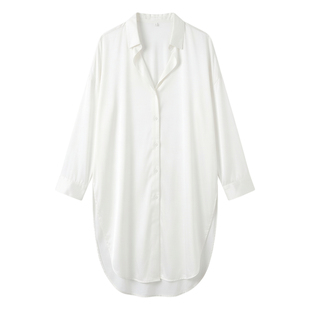 法式气质名媛真丝睡衣轻奢高级感性感纯欲风宫廷风纯色衬衫居家服