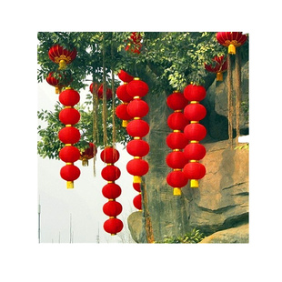 日韩式小圆形拉丝折叠宫灯五连串大红灯笼幼儿园儿童跳舞舞蹈道具