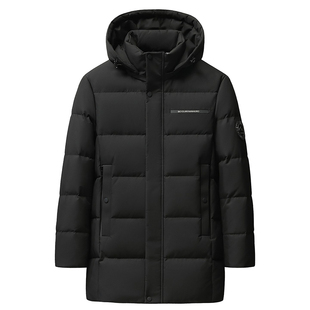 雪中飞爸爸款羽绒服90白鸭绒2025年冬季中长款父亲冬装外套