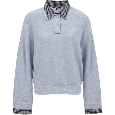 ONLY宽松落肩拼接假两件针织衫