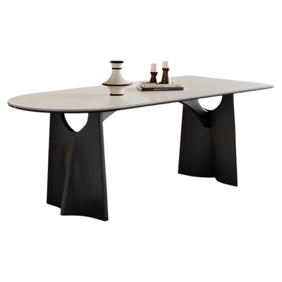 奥古斯特纯白半圆靠墙飞鸦餐桌