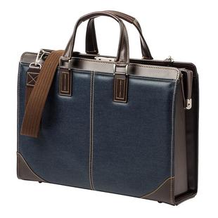 日本SANWA电脑包杜勒斯包原装进口防水13.3手提包公文包男款上班牛仔布单肩休闲包时尚英伦风商务背包女士