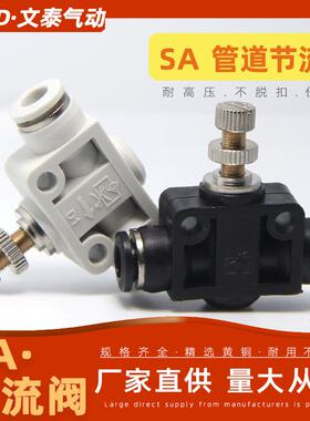 白色SL气动快插接头直通节流阀气管接头SA调节阀螺纹SL8-02调速阀