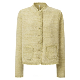 VGRASS维格娜丝春季新款小香风混色花纱针织衫花呢长袖开衫外套女