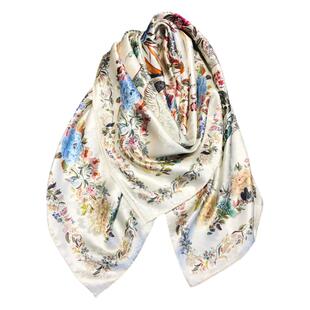 【百鸟朝凤】双面缎花罗提花真丝大方巾高档送礼桑蚕丝丝巾围巾女