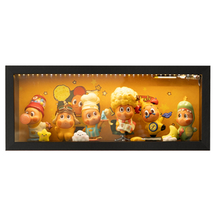 泡泡玛特星星人diy造景带灯适用盲盒收纳展示盒手办中空立体相框