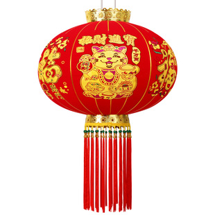 新年招财猫大红灯笼挂饰喜庆户外阳台春节开业大吉装饰中国风宫灯