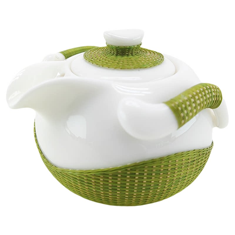 中国特色手工编织茶具套装陶瓷茶壶茶杯功夫茶具竹丝扣瓷商务送礼