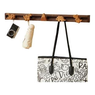 实木可滑动挂钩挂衣架儿童房可爱卡通玄关门后墙壁衣帽架免打孔