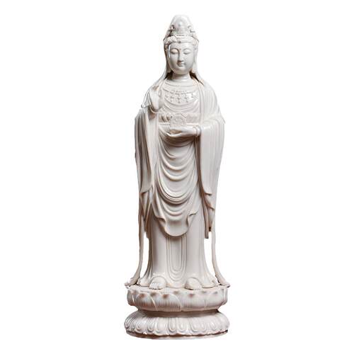 戴玉堂陶瓷普陀山南海观音佛像站像供奉神像家用观世音菩萨像摆件