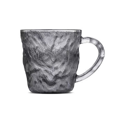 马克杯日式冰川纹玻璃杯带把