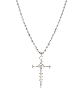 骸骨十字架吊坠项链男士毛衣链