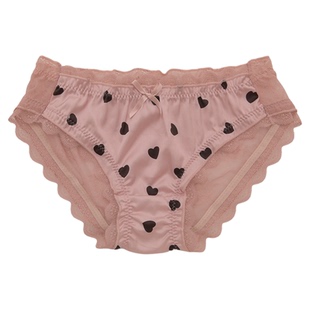 热恋甜心~2025新品甜美爱心少女内裤性感纯欲黑色绸缎蕾丝低腰