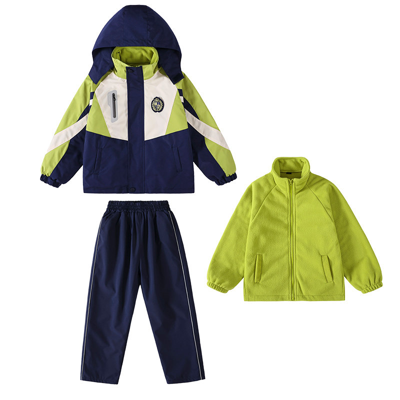 幼儿园园服秋冬装小学生冲锋衣班服春秋冬季套装运动会校服三件套