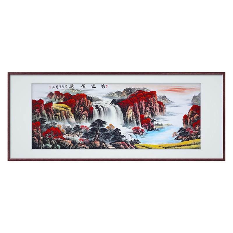 鸿运当头国画风水靠山客厅装饰画办公室字画纯手绘真迹山水画挂画