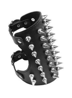 工字形皮塑料灰圆球超宽朋克手链