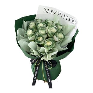 全国苏格兰绿凡尔赛碎冰蓝玫瑰花束鲜花速递同城北京广州配送花店