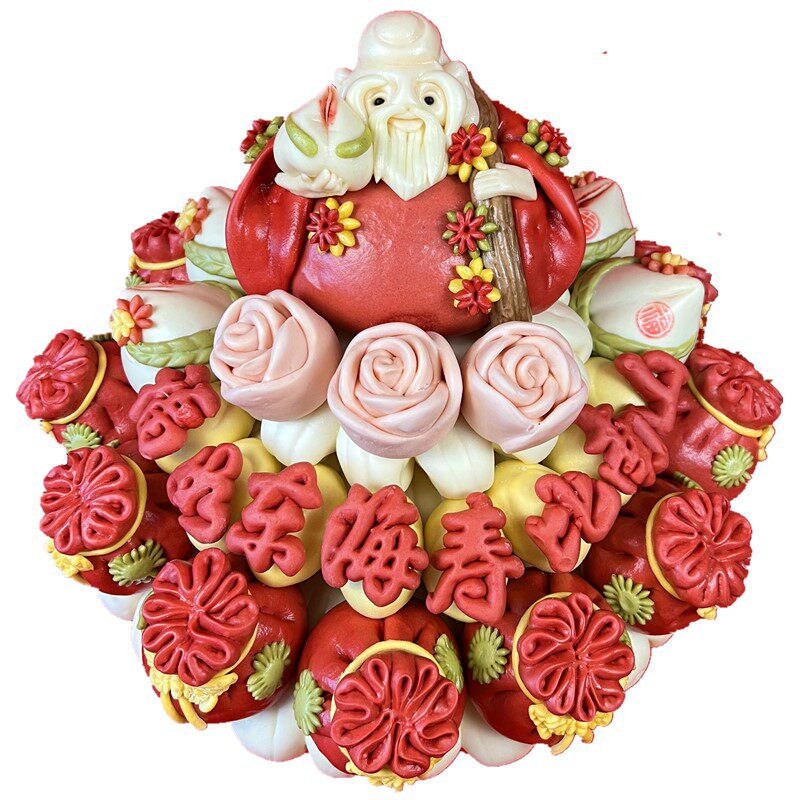 老人祝寿生日寿桃蛋糕胶东花饽饽