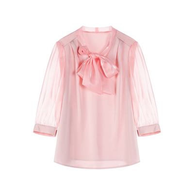 idole奕多七分袖系带上衣