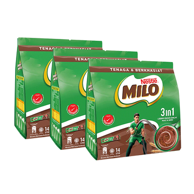 雀巢马来西亚美禄Milo牛奶麦芽巧克力可可粉冲饮462g*3袋