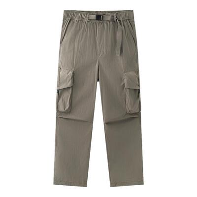 森马休闲裤男宽松直筒工装裤山系户外风夏季裤子皱感肌理长裤机能