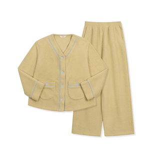 Ullala乌拉拉韩国进口睡衣女款秋冬保暖珊瑚绒家居服开衫分体套装