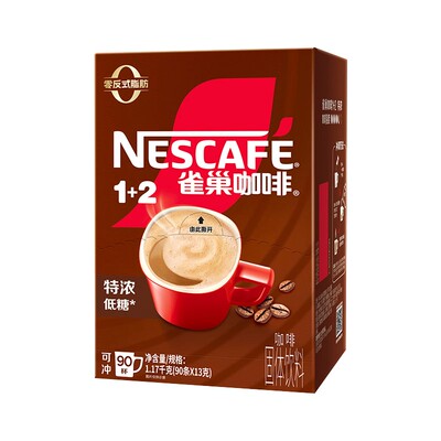 雀巢1+2特浓90条速溶咖啡盒装