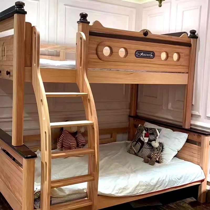 子母床高低床儿童床全纯实木上下铺男孩床上下字母床红檀木双层床