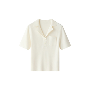 Into Fiction意式时髦通勤古巴领翻领Polo衫短袖上衣老钱风T恤