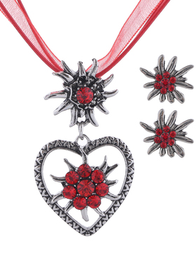 跨境啤酒节雪绒花项链女爱心镶钻