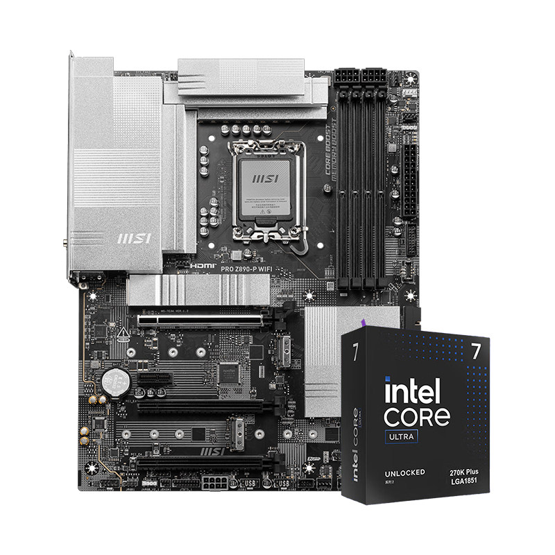 英特尔Ultra 7 270K PLUS/U5 250K盒装微星Z890主板CPU套装 铭瑄