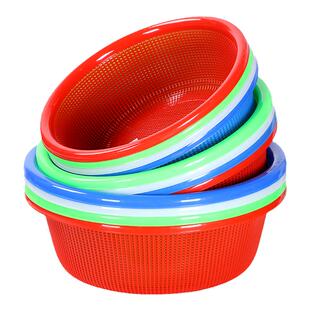 加密收纳塑料圆形厨房大菜筐置物沥水大储物周转箩筐漏筐洗菜篮厚