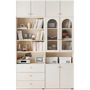 政府补贴全友家居奶油风组合书柜带玻璃门现代简约客厅满墙书柜