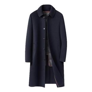 羊毛呢大衣男士中长款过膝翻领扣子羽绒服内胆男装外套冬季双面绒