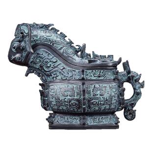 仿古青铜器兽觥折觥古代酒器纯铜工艺品软装饰品办公摆件开业礼品