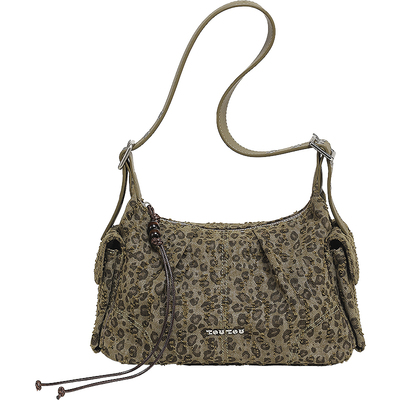 TOUTOU豹纹腋下包多口袋单肩机车