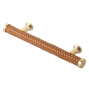 烁盾现代意式衣柜门把手皮质拉手抽屉橱柜门轻奢缝制牛皮革小拉手