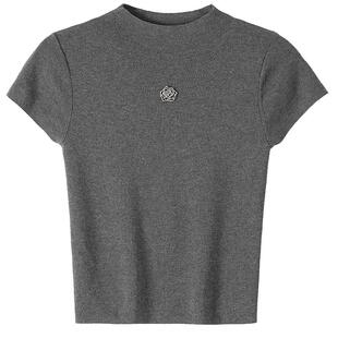 BANANA CICI2026年春季纯欲风半高领紧身短款T恤女百搭针织衫上衣