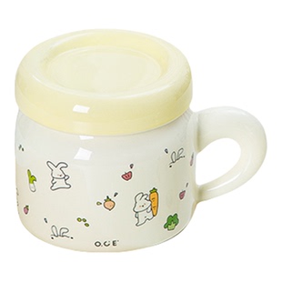 OCE森境奇旅带盖大肚杯400ml马克杯早餐牛奶陶瓷杯子有盖防尘